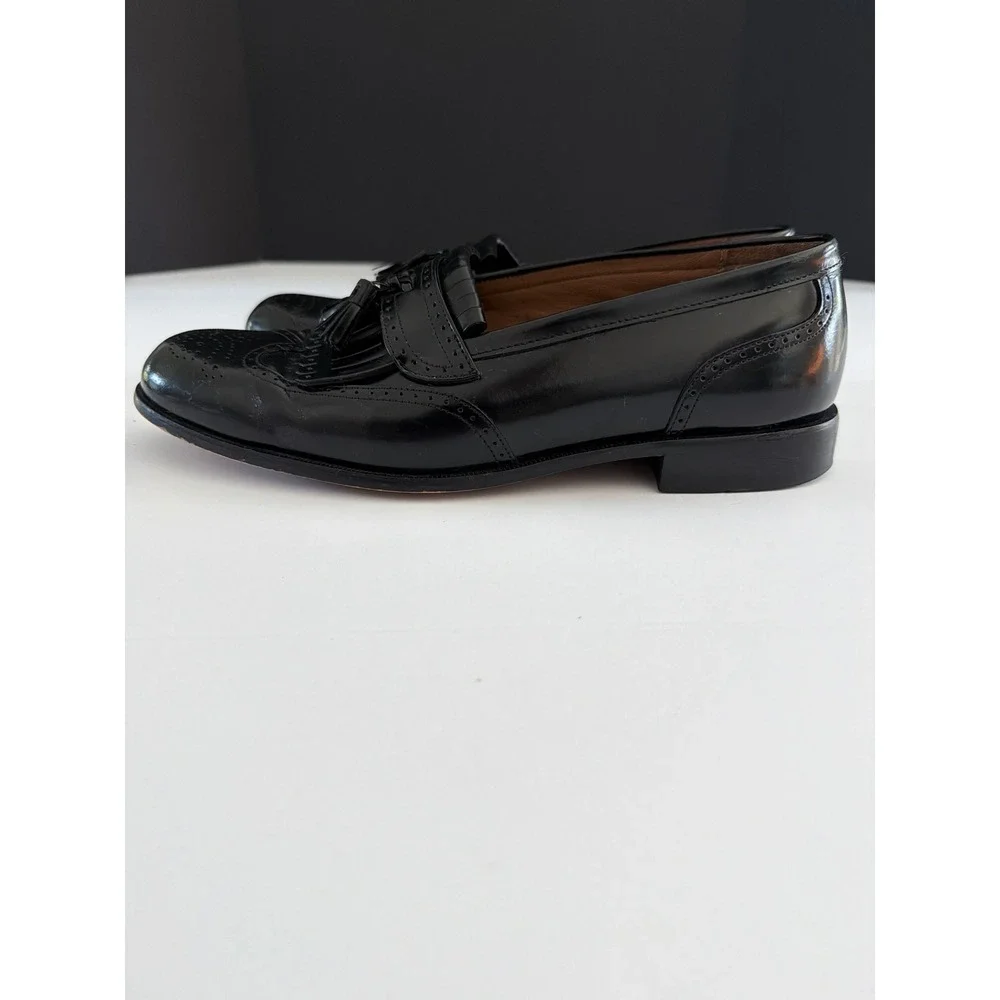 Bostonian Classics Mens 11.5 M Black Leather Kiltie Tassel Wingtip Loafers 20370